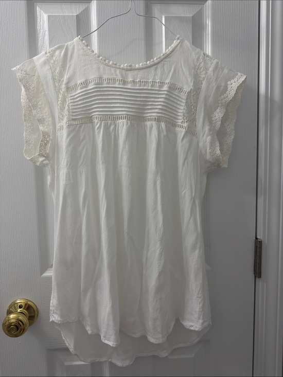 Daniel Rainn Tops - Daniel Rainn Ivory Lace Pintuck Peasant Blouse